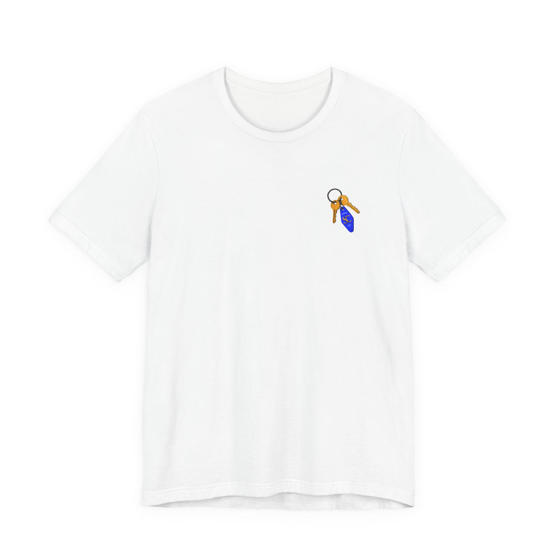 T-shirt graphique "Got Keys?" | T-shirt avec logo "Split Cloth", art bleu et doré